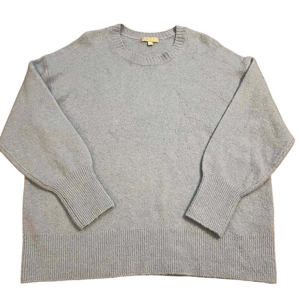 J.Crew Merino Wool Alpaca Blue Crew Neck Sweater Women’s Size Med Blue Knit Soft